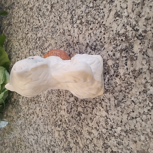 1950's MCM Playful White & Gray Kitten With Yarn Ceramic Figurine - Picture 3 of 8